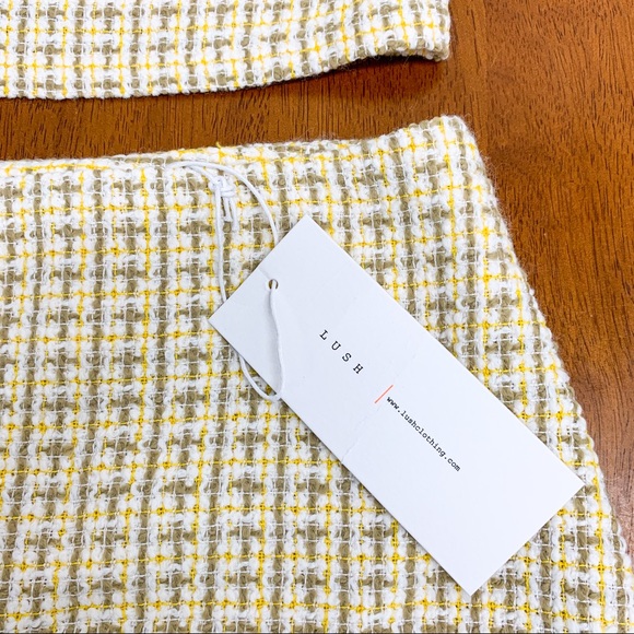 **SOLD** NWT Lush Brand Yellow Tweed Skirt Set - Picture 7 of 8